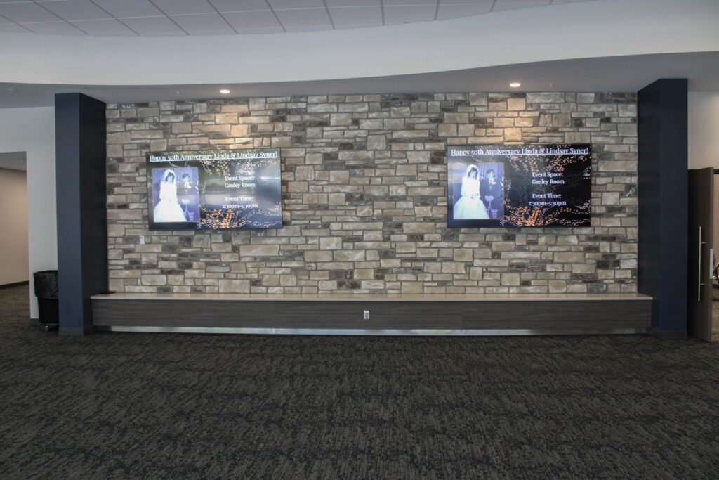 Lobby event TVs.
